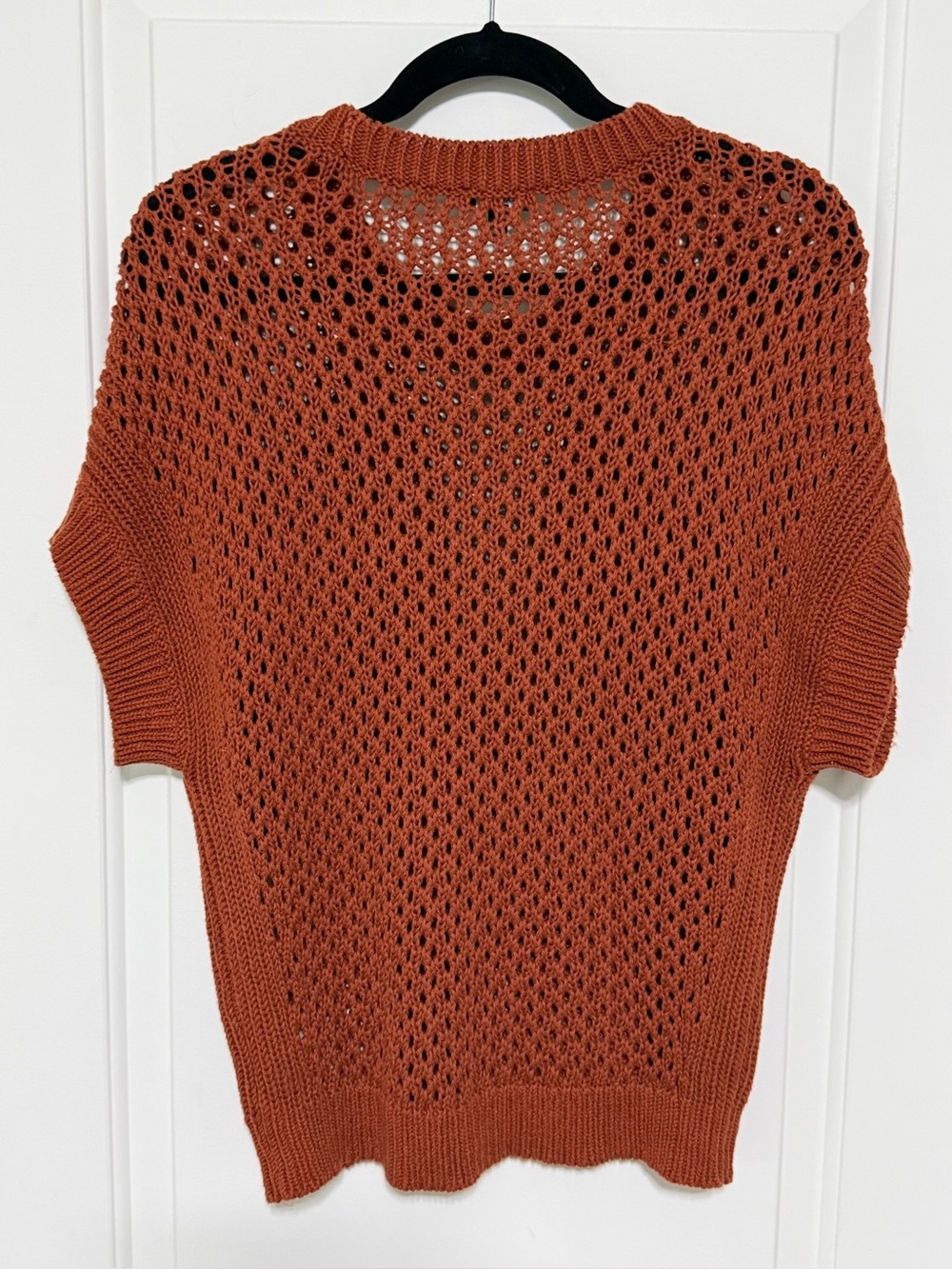 NWOT Express Open-Knit Short Sleeve Sweater in Rust - Picture 2 of 9